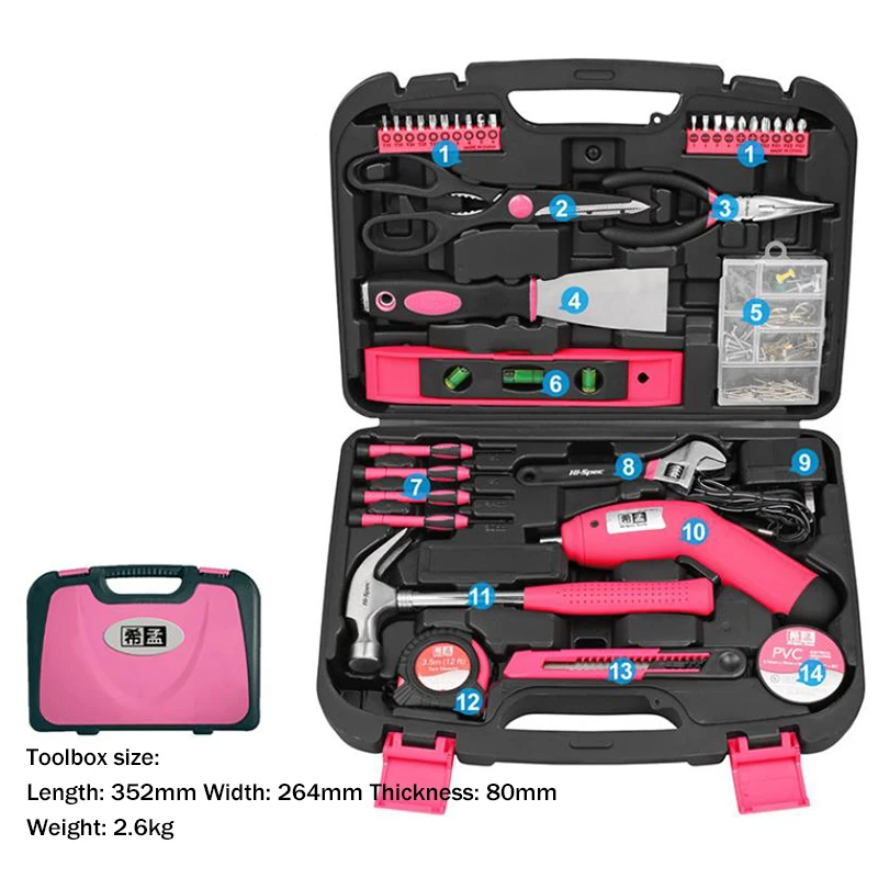 Pink Hand Tool Set Kit Electri - Power Tools Pink 评论和价格