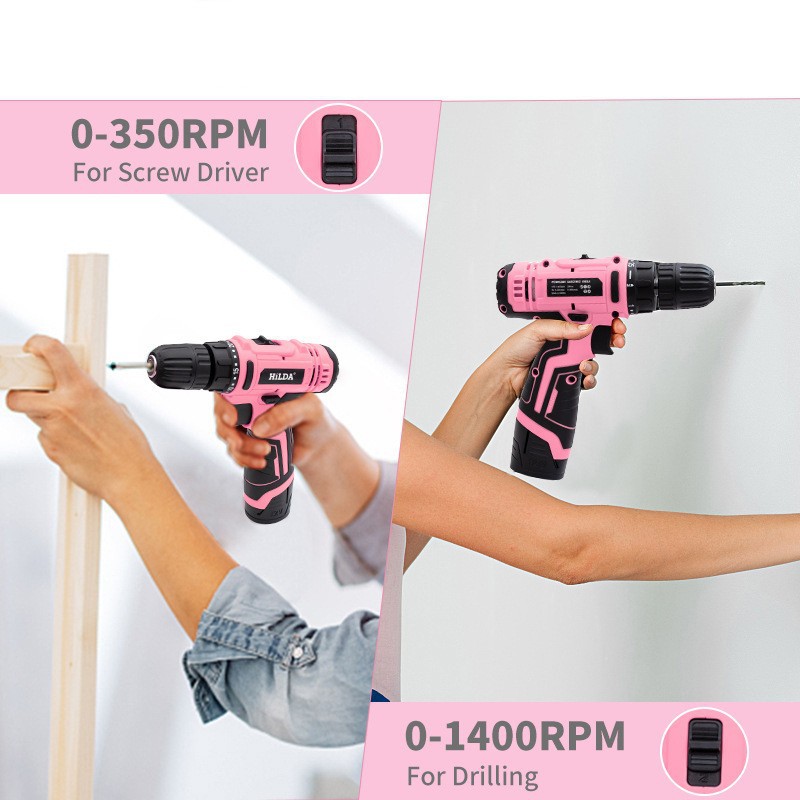 Pink hand drill 10mm two-speed - Power Tools Pink 评论和价格