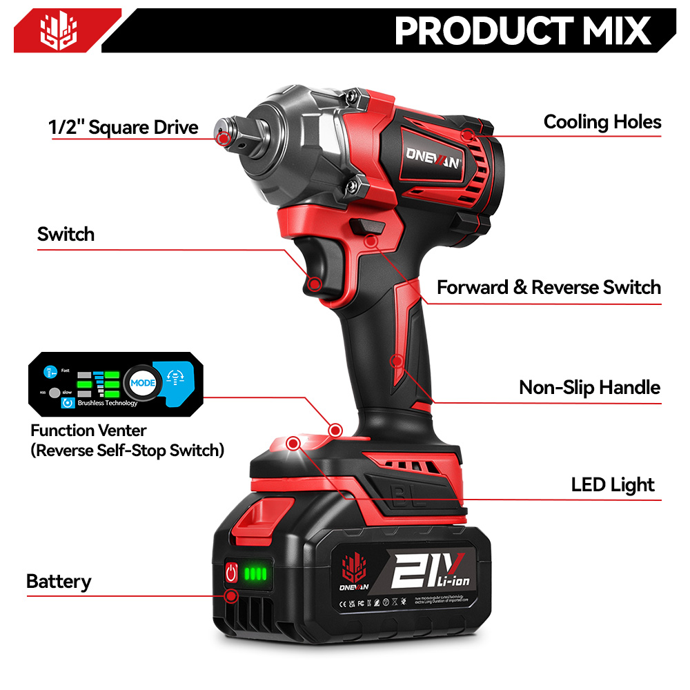ONEVAN 1200N.M Brushless Elect - Power Tools Pink 评论和价格