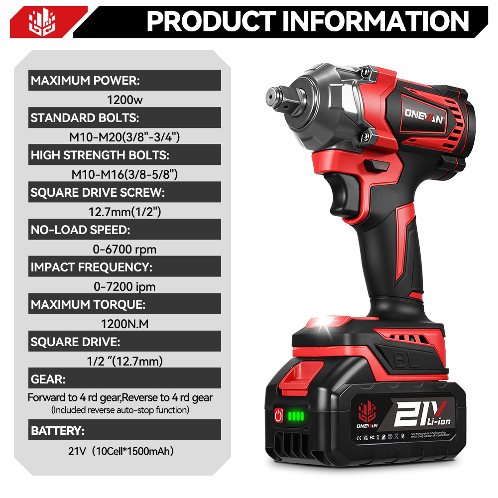 ONEVAN 1200N.M Brushless Elect - Power Tools Pink 评论和价格
